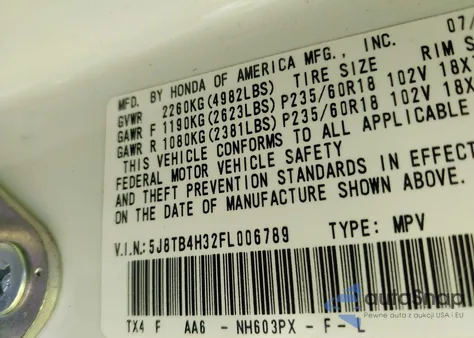 2015 Acura Rdx из США, поврежденный, VIN 5J8TB4H32FL006789